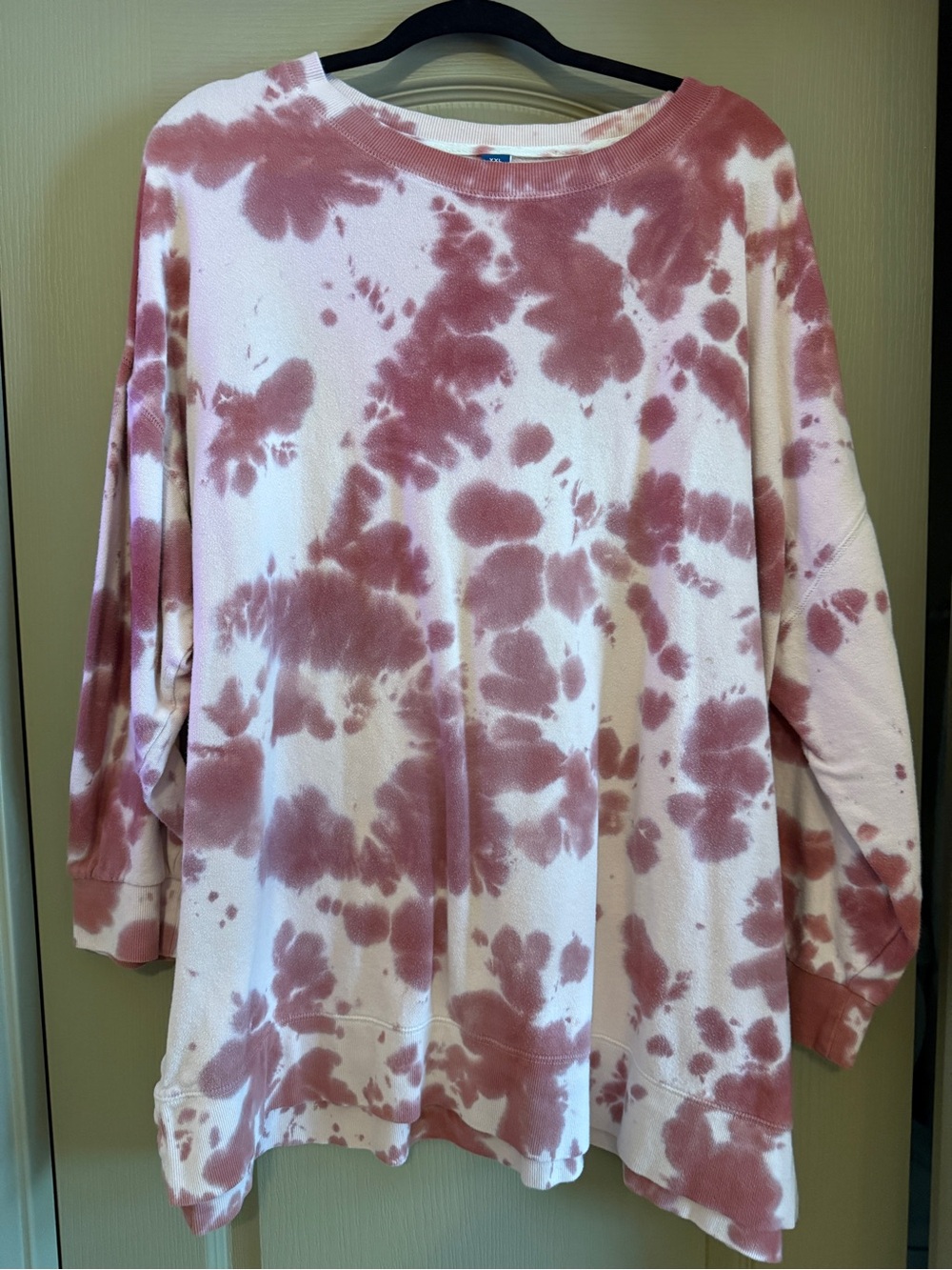 Old Navy Rose Pink and White Tie-Dye Oversized Sweatshirt
